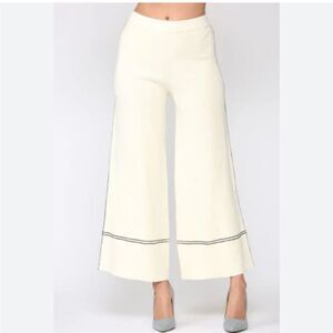 Joh. Elegant Cream Knitted Wide Flared Pants
